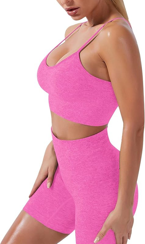 Women Workout Sets Yoga Outfit Seamless Crop Top Bra with High Waist Biker Shorts Tracksuit Exerc... | Amazon (US)
