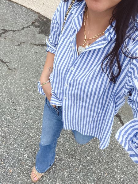 When in doubt, wear a button down shirt. You can never go wrong. To add a little extra something, add a statement necklace like this gorgeous one from Thatch Jewelry. 

#LTKStyleTip