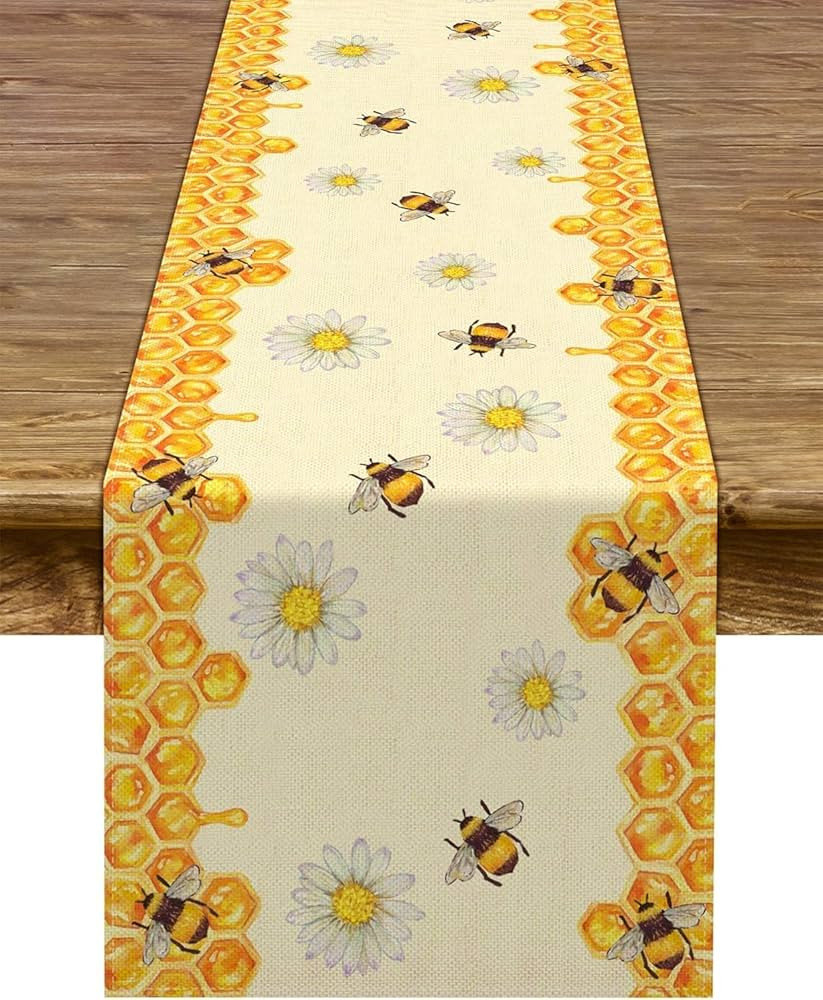 Linen Bee Daisy Table Runner Rustic Home Farmhouse Table Cover Boy Girl Bithday Party Indoor Outd... | Amazon (US)