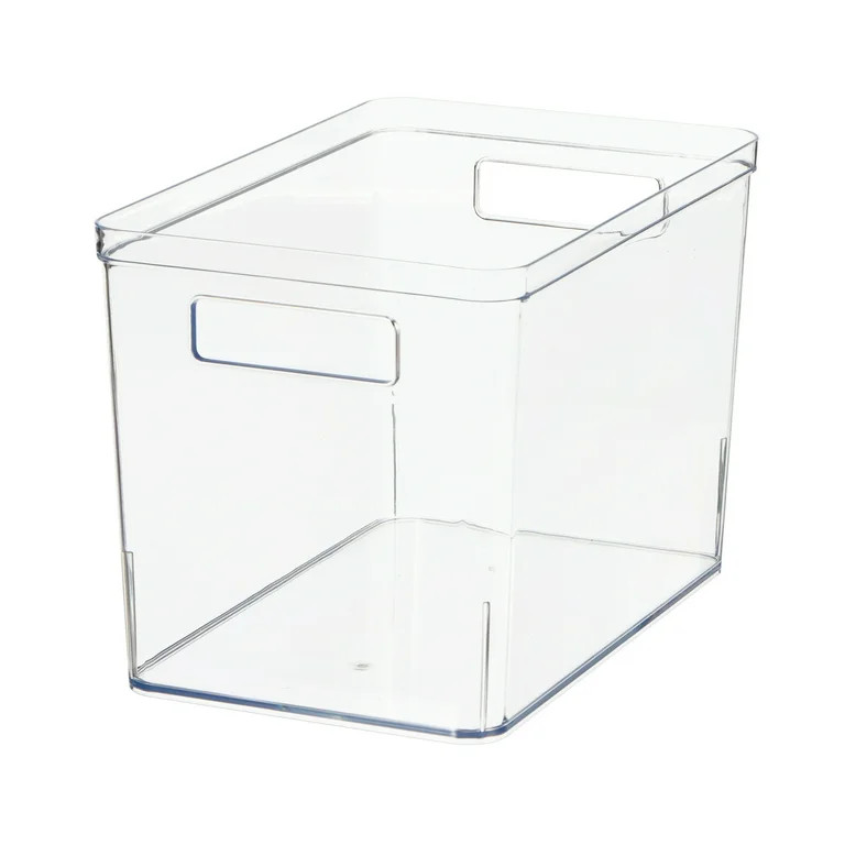 Mainstays Large Deep Pantry Organizer Bin, Clear Plastic 12” x 7.5” x 8” | Walmart (US)