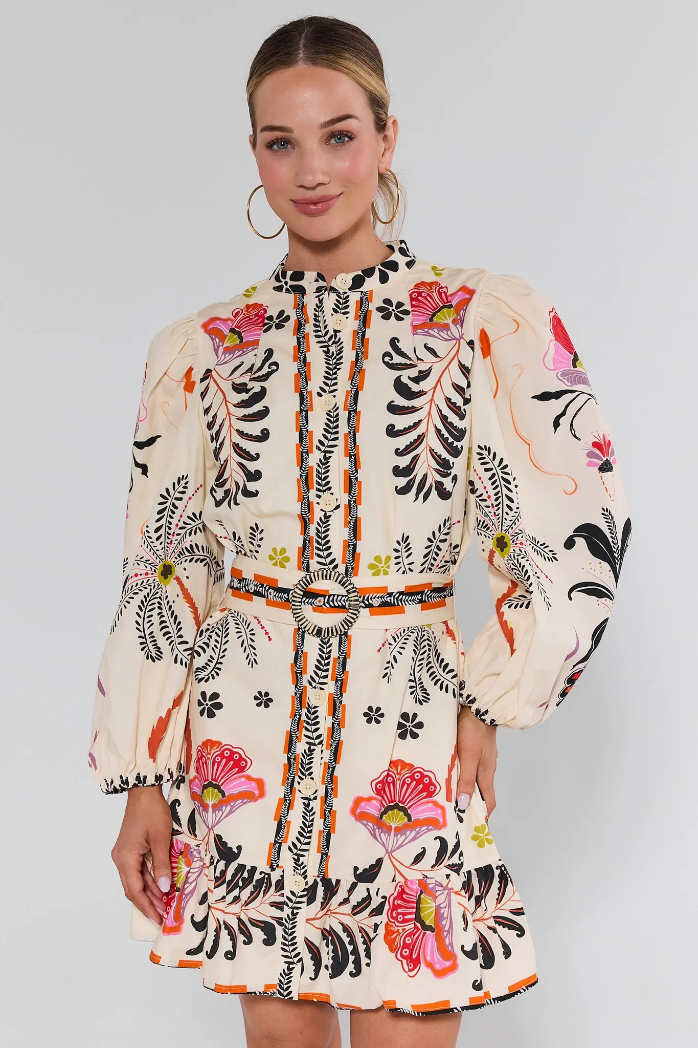 Nadia Floral Belted Short Dress | Avara