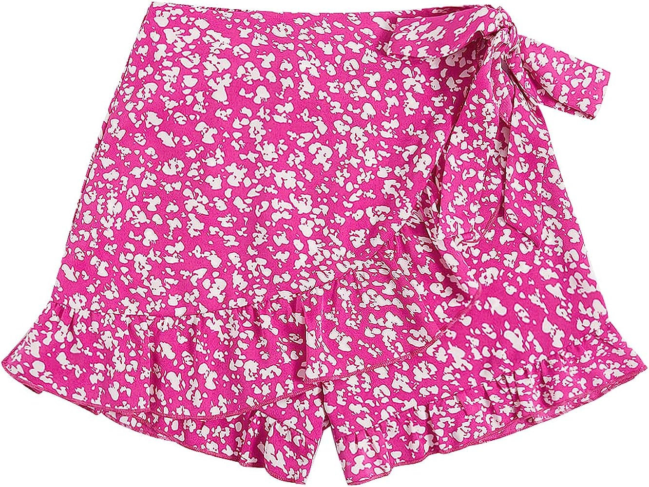 MakeMeChic Women's Boho Floral Print Elastic Waist Ruffle Wrap Tie Skorts Skirt Skorts | Amazon (US)