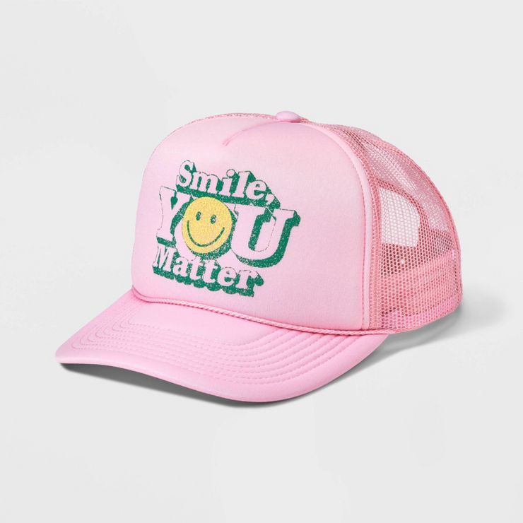 Women's Ascot + Hart Smile Graphic Hat - Pink | Target