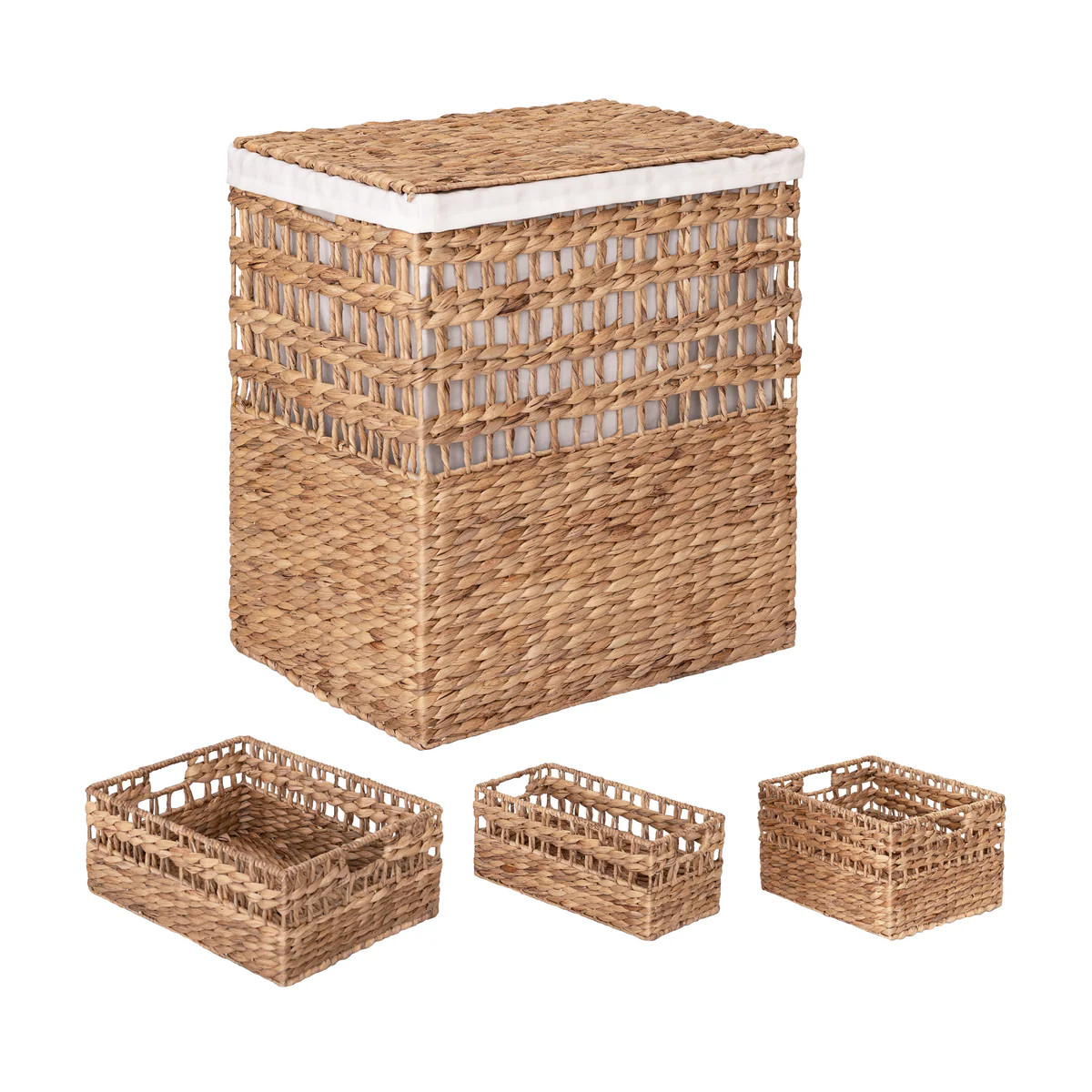 4-Piece Sustainable Water Hyacinth Laundry Hamper and Basket Set | Seville Classics