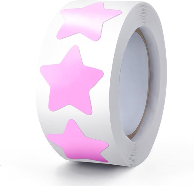 Pink Star Stickers Roll 1 Inch Self-Adhesive Stars Labels Waterproof Removable for Children Teach... | Amazon (US)