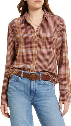 Mixed Plaid Cotton Boyfriend Shirt | Nordstrom