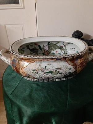 Large Chinese Fish , Birds & Monkeys Pattern Ceramic Footh Bath | eBay US