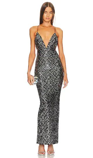 x REVOLVE Gina Gown in Black And Silver | Revolve Clothing (Global)