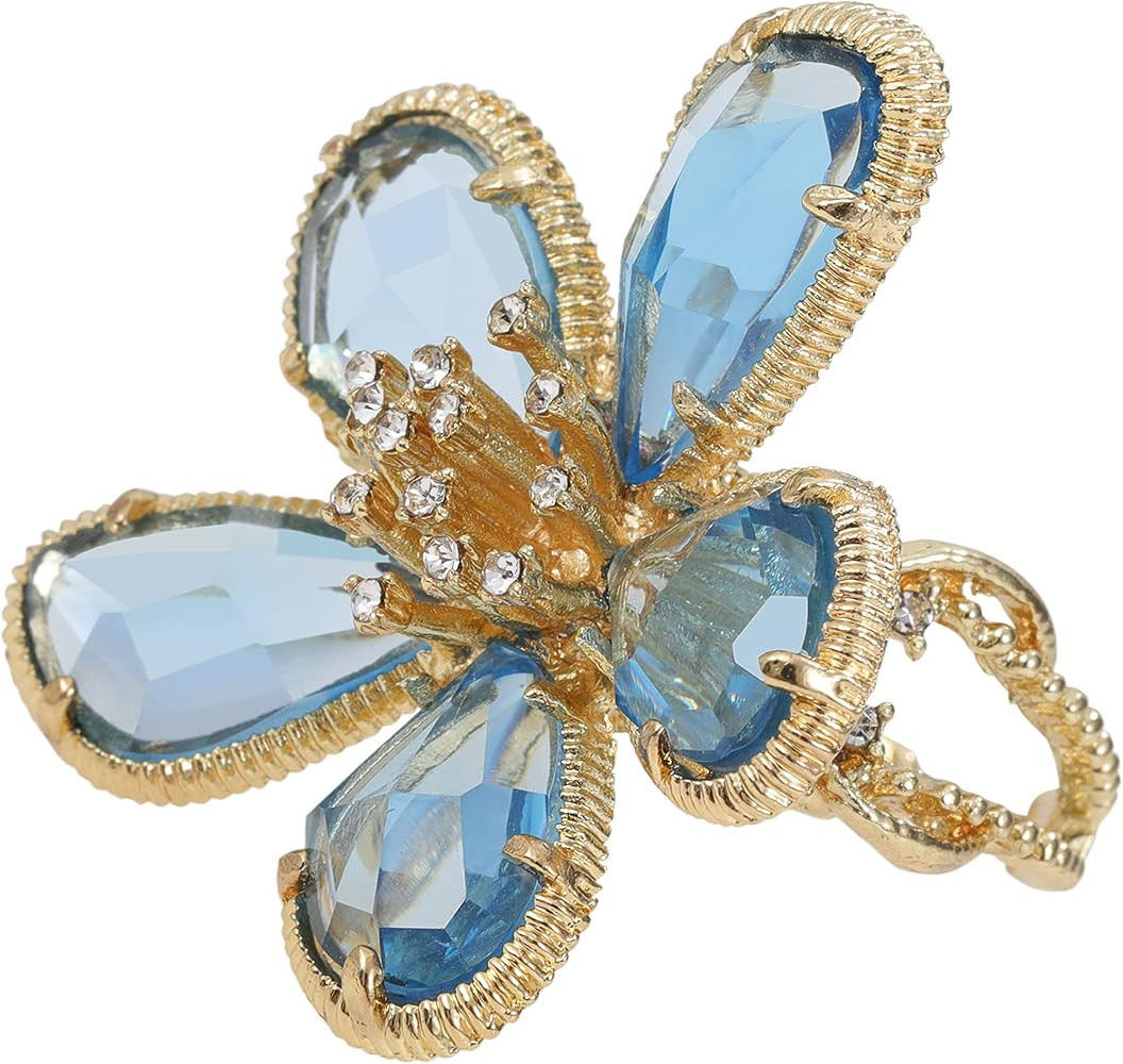 AIKAITUO Large Flower Crystal Ring, Crystal Petal Ring, Size Adjustable, Amazon Finds,Fashion Amazon | Amazon (US)