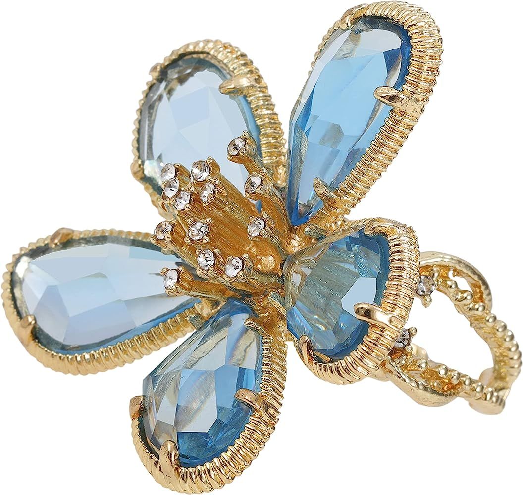 AIKAITUO Large Flower Crystal Ring, Crystal Petal Ring, Size Adjustable, Amazon Finds,Fashion Amazon | Amazon (US)