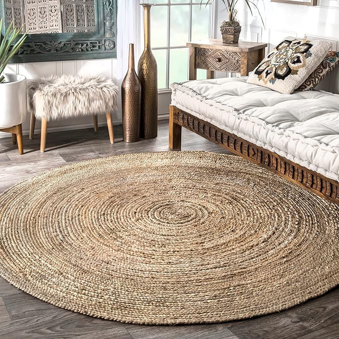 nuLOOM Rigo Hand Woven Farmhouse Jute Area Rug, 4', Natural, Round, 0.35" Thick | Amazon (US)