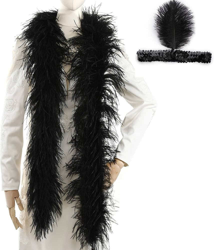 Soarer Black Ostrich Feather Boas – 2yards 3ply Long Boas for Party, DIY Production, Clothing D... | Amazon (US)