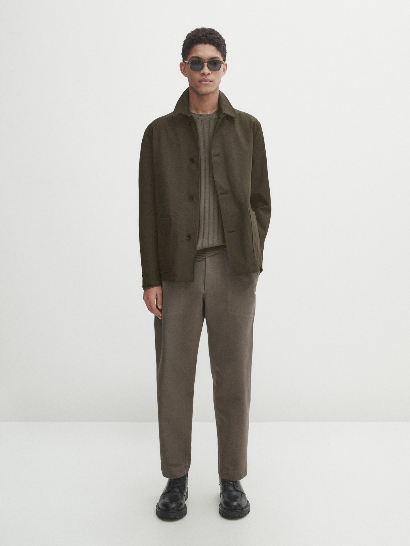 Ribbed cotton blend knit sweater | Massimo Dutti UK