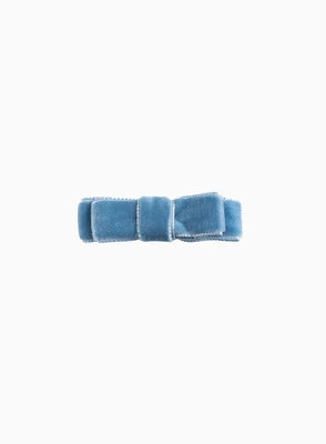 Trotters Childrenswear USA Small Velvet Bow Hair Clip in Blue - Small Velvet Bow Hair Clip in Blue | Shop.com