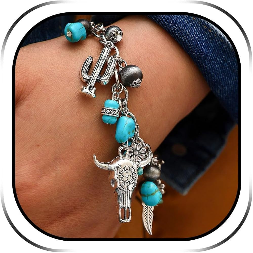 Turquoise Western Bracelets for Women Boho Beaded Vintage Stackable Cowboy Outfits Cowgirl Access... | Amazon (US)