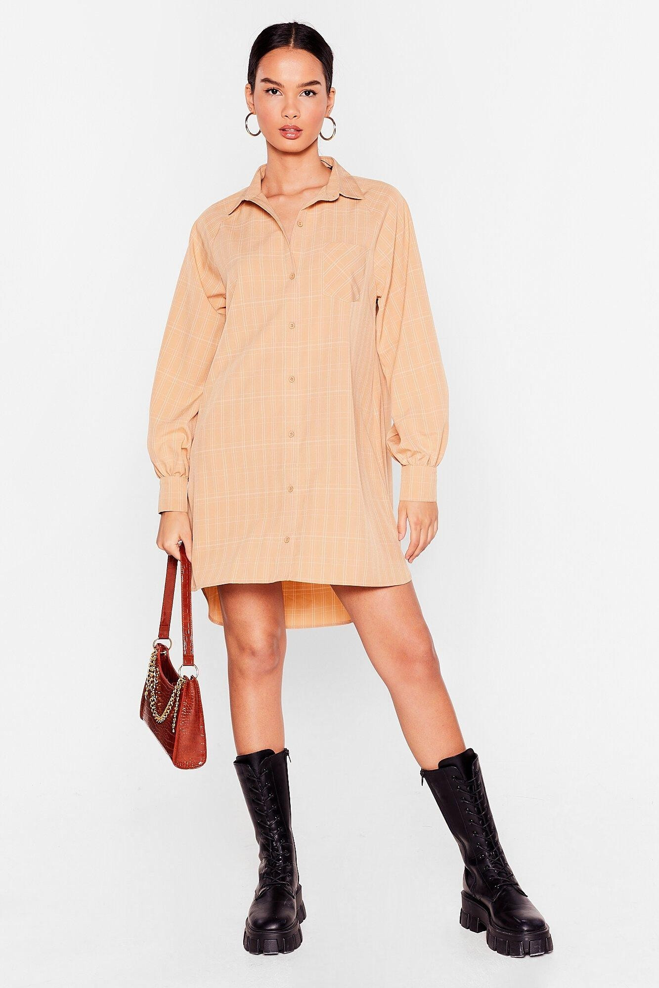 Where Grid You Go Oversized Shirt Dress | NastyGal (US & CA)
