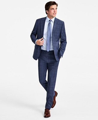 Men's Slim-Fit Wool-Blend Plaid Suit Separates | Macy's