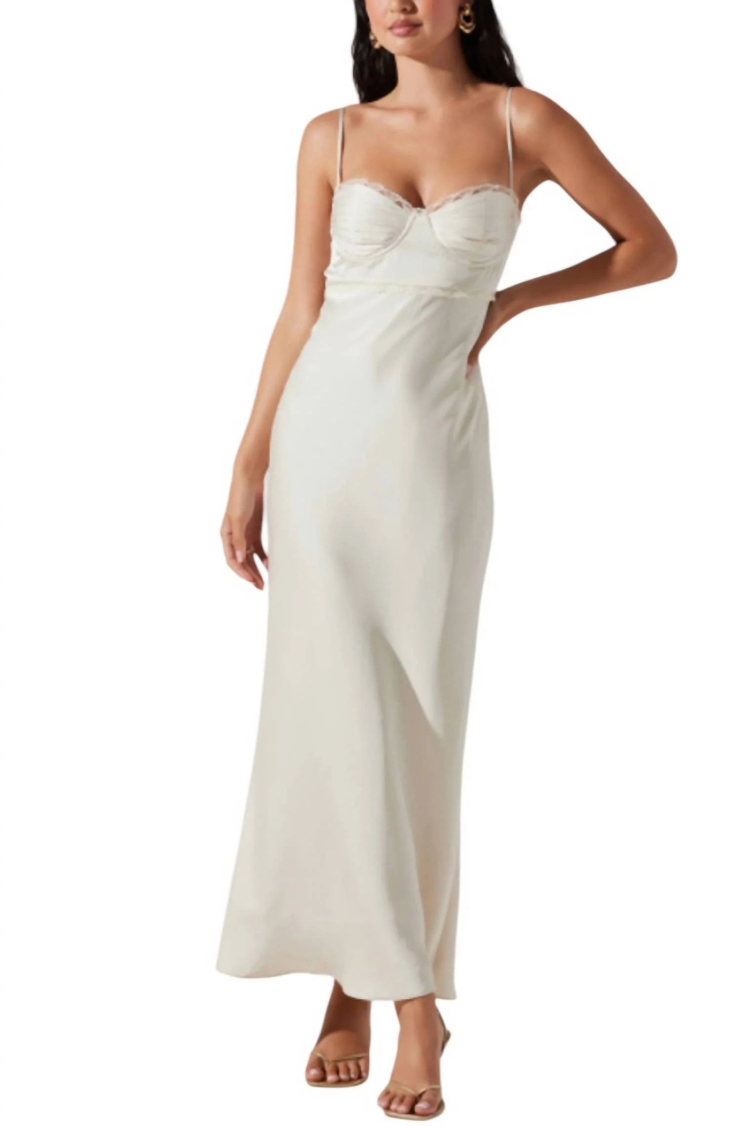 Florianne Satin Maxi Dress In Champagne | Shop Simon