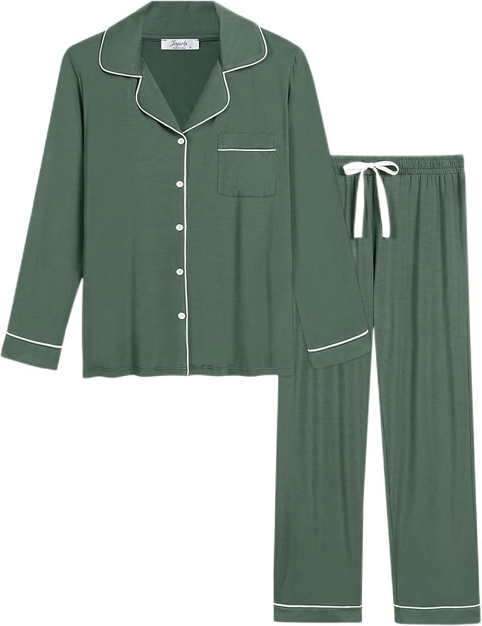 Joyaria Womens Bamboo Viscose Pajama Sets Long Sleeve Button Down Cooling Sleepwear Soft Comforta... | Amazon (US)