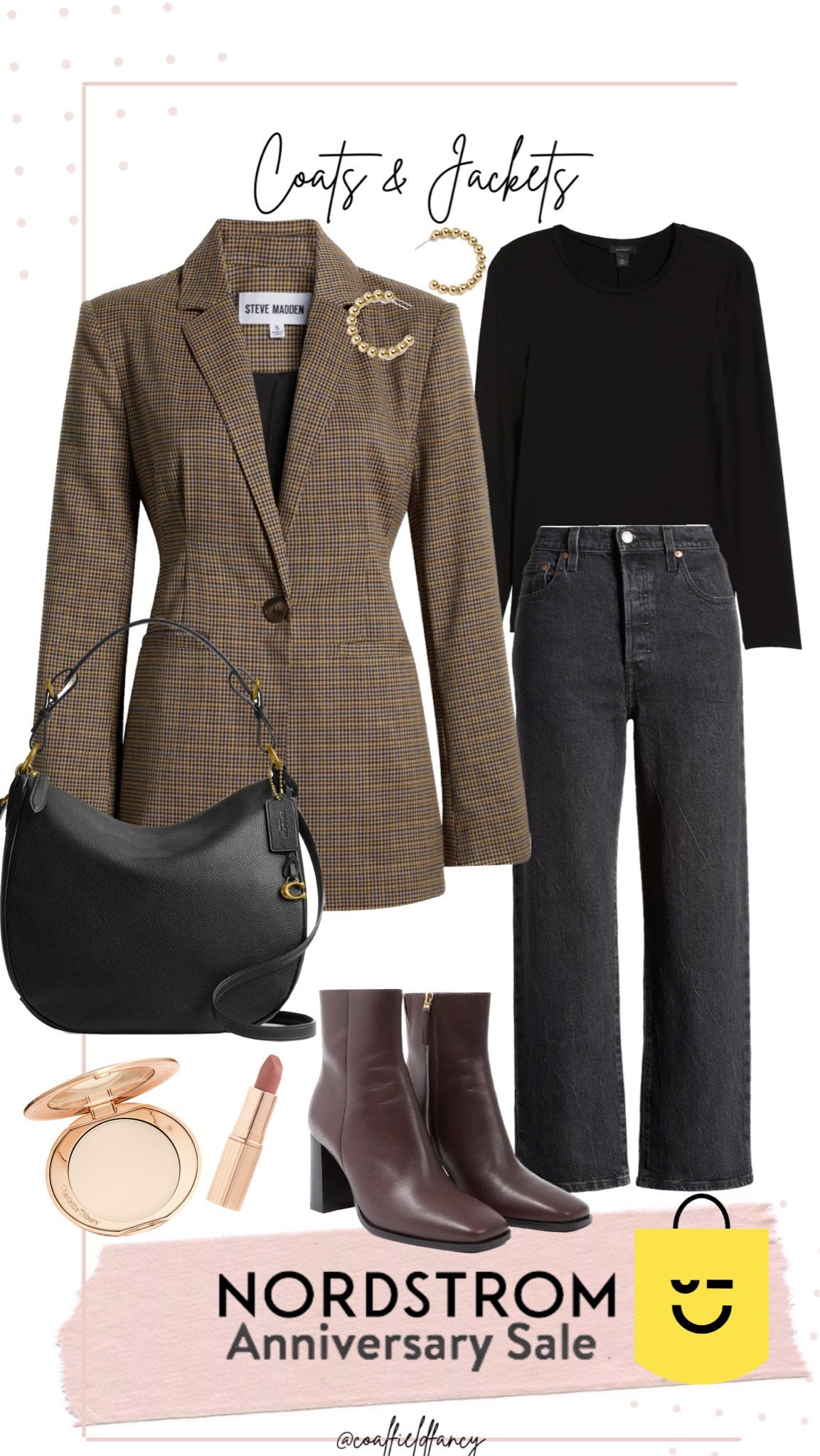Nordstrom Anniversary Sale
Plaid blazer 
Black top
Black jeans 
Black bag 
Brown boots


#LTKxNSale #LTKworkwear