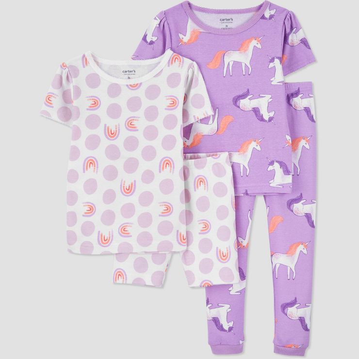 Carter's Just One You®️ Toddler Girls' 4pc Unicorn Snug Fit Pajama Set - Pink | Target