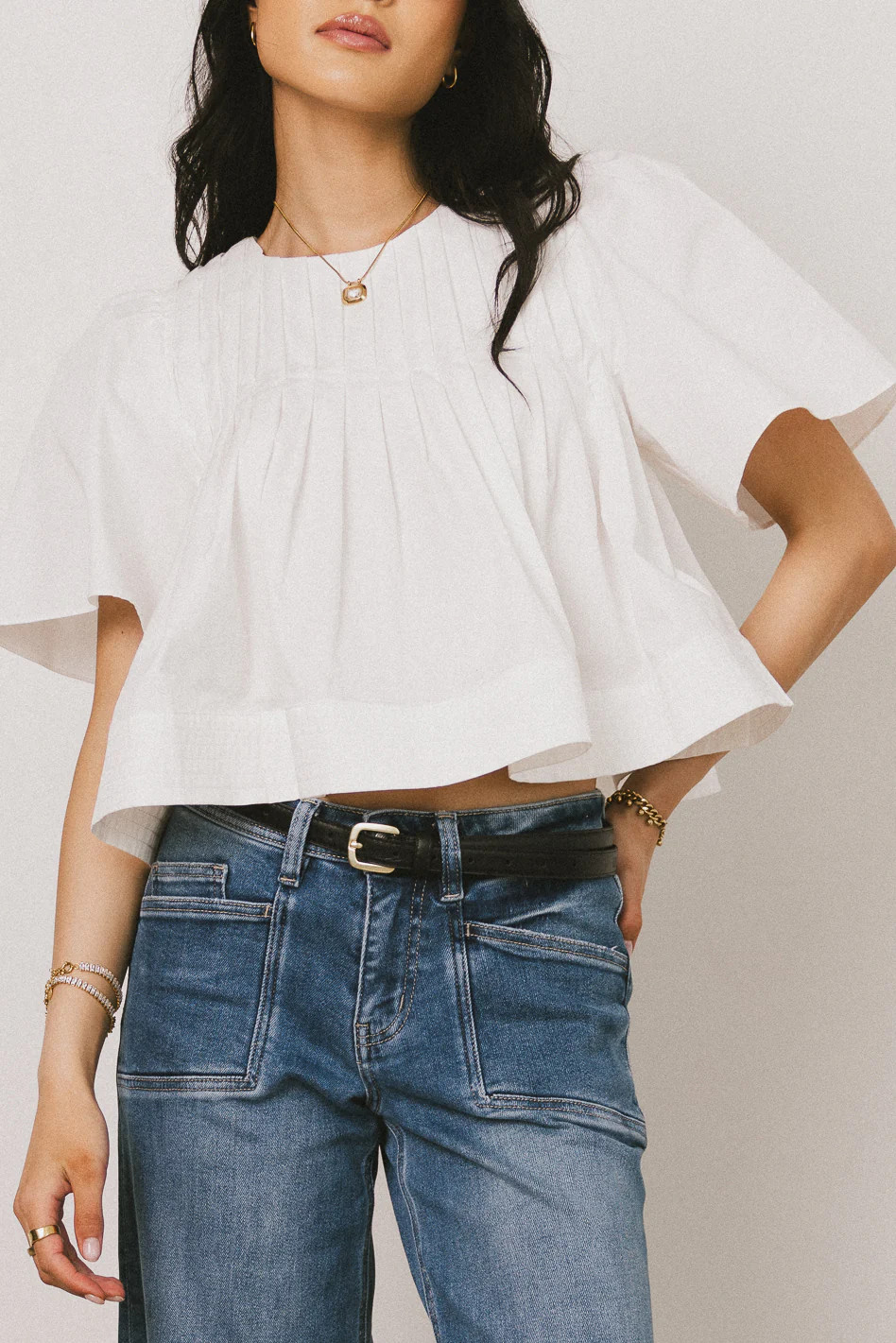Isha Pleated Top in White | Böhme US