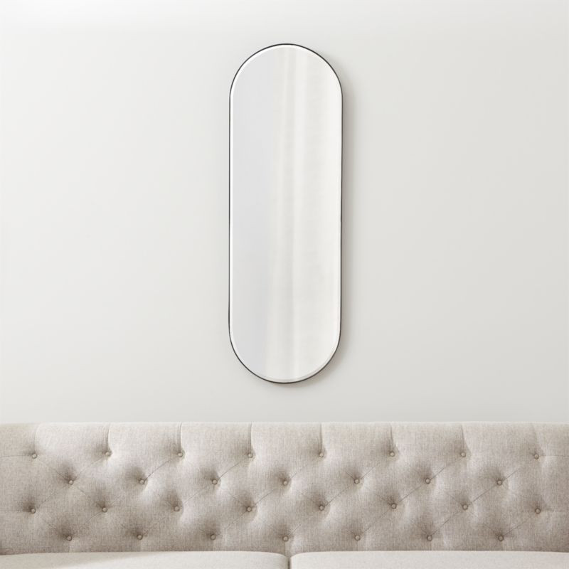 Edge Small Black Capsule Wall Mirror 16"x48" + Reviews | Crate & Barrel | Crate & Barrel