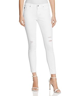 Ag Middi Ankle Raw Hem Jeans in White Torn - 100% Exclusive | Bloomingdale's (US)