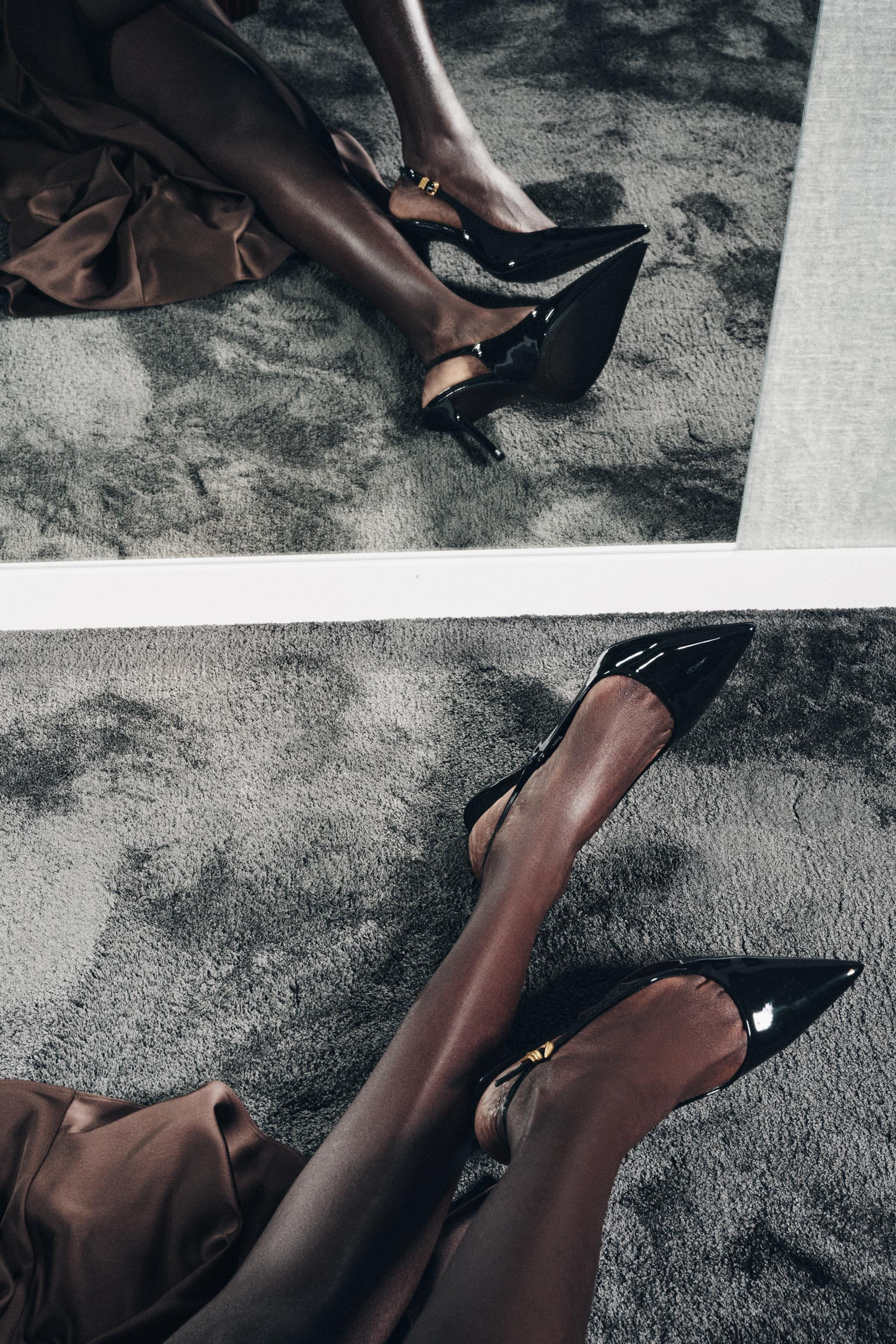 METALLIC BUCKLE SLINGBACK HEELS | Zara US
