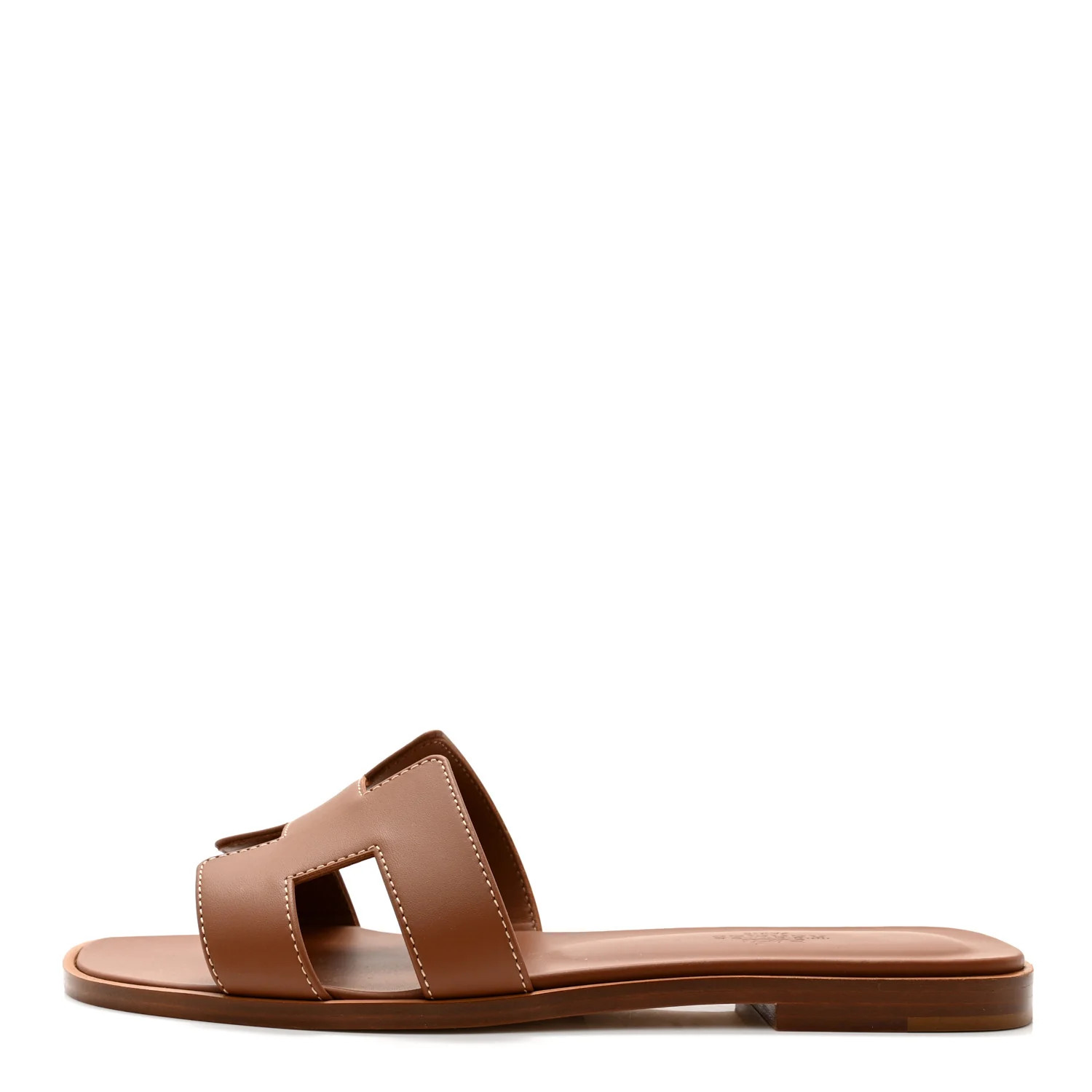 HERMES Box Calfskin Oran Sandals 37 Gold | FASHIONPHILE (US)