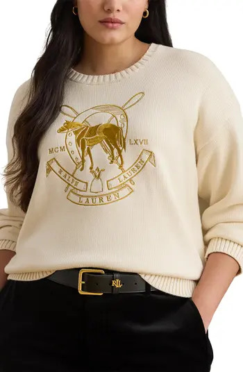 Lauren Ralph Lauren Embroidered Crewneck Sweater | Nordstrom | Nordstrom
