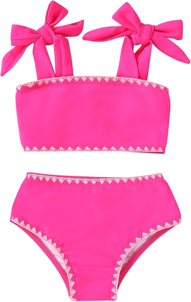 YOUNGER TREE Toddler Baby Girls Swimsuit Two Piece Solid Color Stripe Swimwear Summer Beach Bikin... | Amazon (US)