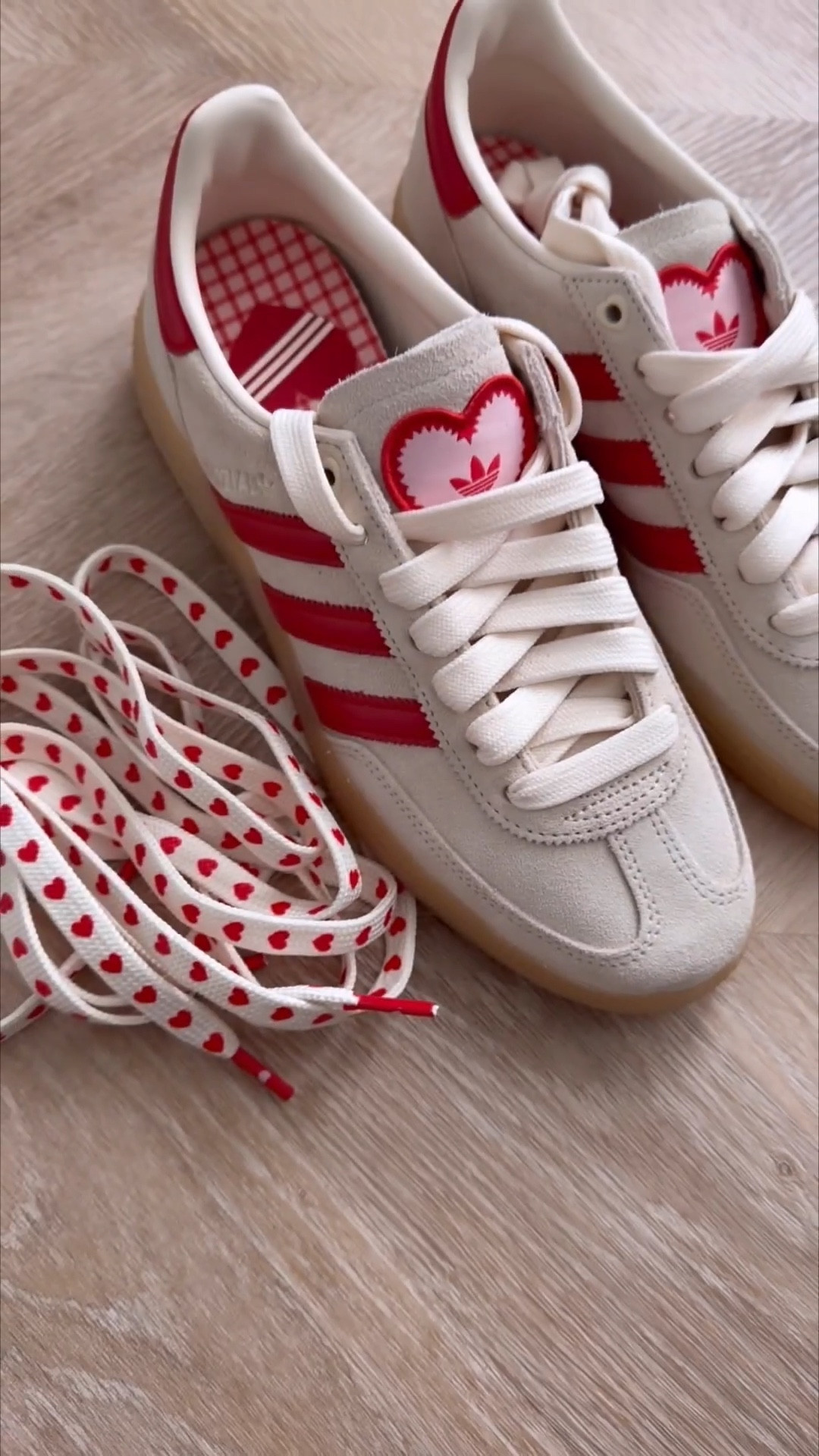 Obsessed! Size down 1/2-1 size! 💕❤️
And they come with extra laces! 

Sneakers. Adidas. Pink. Red. Hearts.

#LTKActive #LTKfitnessgoals