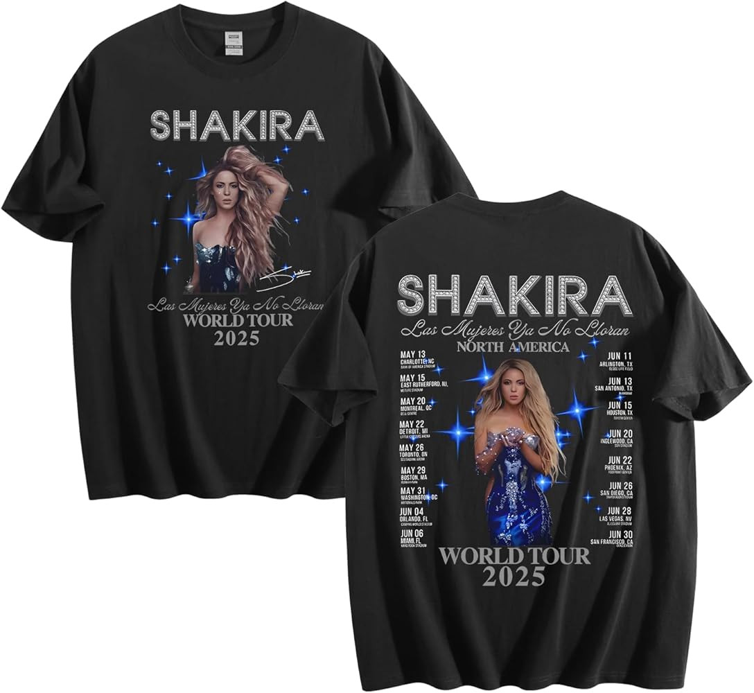 Shakiras Shirt Music Merch Tshirt Fashion Print Short Sleeve Novelty Tee for Women Men | Amazon (US)