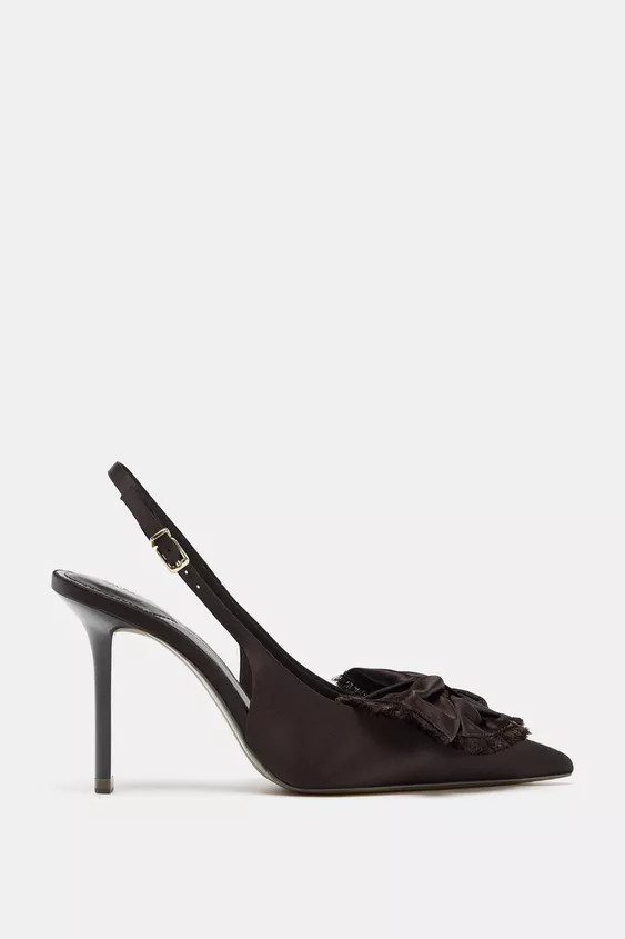 SATIN-FINISH SLINGBACK SHOES WITH BOW | Zara US