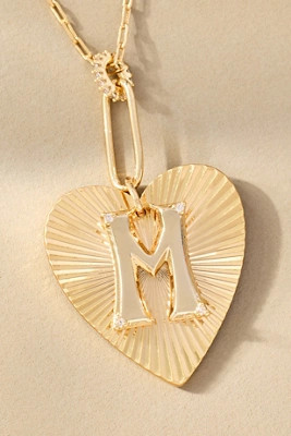 Fluted Heart Pendant Monogram Necklace | Anthropologie (US)