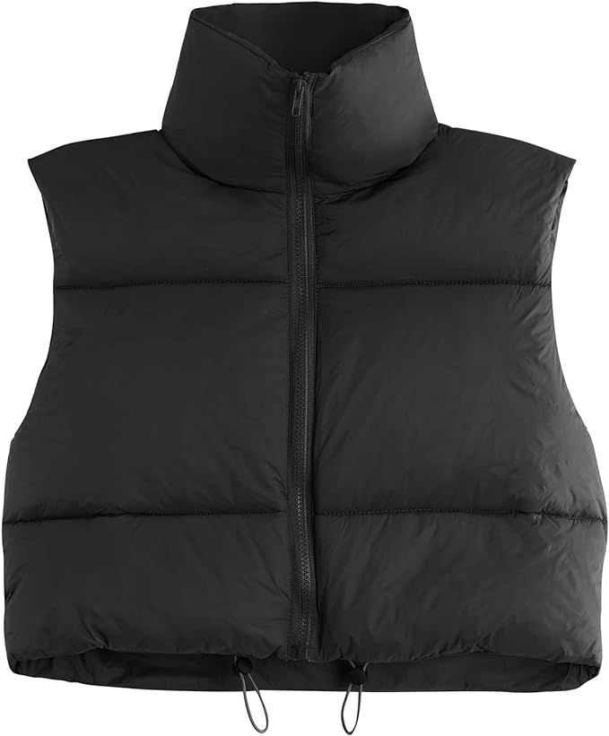 Komorebi Womens Cropped Puffer Vest Outwear Winter Vest Stand Collar Zip Up Padded Quilted Sleeve... | Amazon (US)