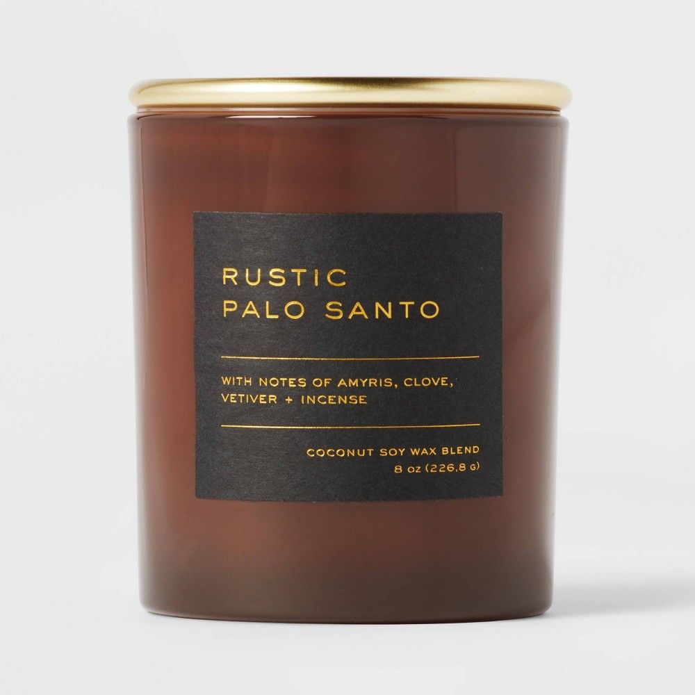 8oz Lidded Glass Jar Black Label Rustic Palo Santo Candle - Threshold | Target