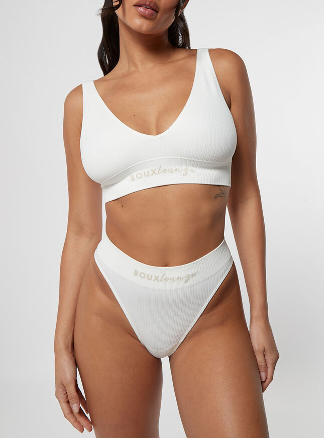 Ribbed seamless lounge thong - Cream | Boux Avenue (UK)