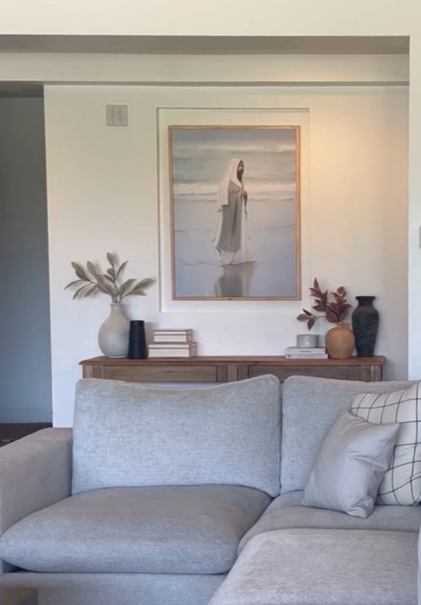 Prettiest Christ print walking on beach. Love this sofa table. Warm snd cozy

#LTKFindsUnder50 #LTKFindsUnder100 #LTKHome