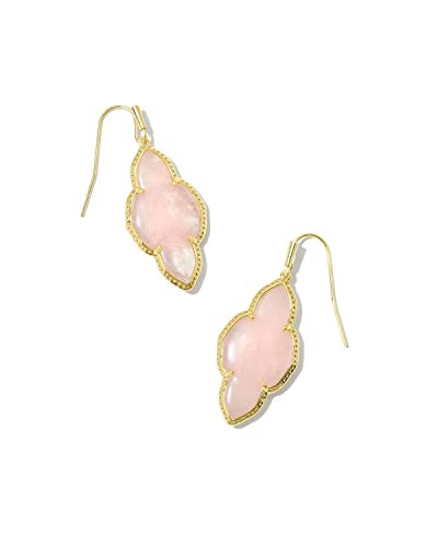 Kendra Scott Abbie Drop Earring in 14k Gold-Plated Brass, Fashion Jewelry for Women, Rose Quartz | Amazon (US)