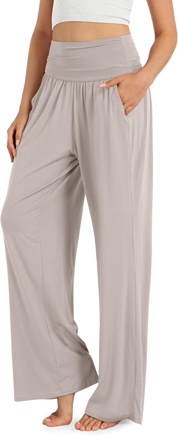 ODODOS Women's Wide Leg Palazzo Lounge Pants with Pockets Light Weight Loose Comfy Casual Pajama ... | Amazon (US)
