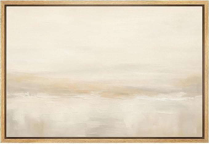 MUDECOR Framed Canvas Print Wall Art Neutral Abstract Horizon Minimalist Beige Landscape Illustra... | Amazon (US)