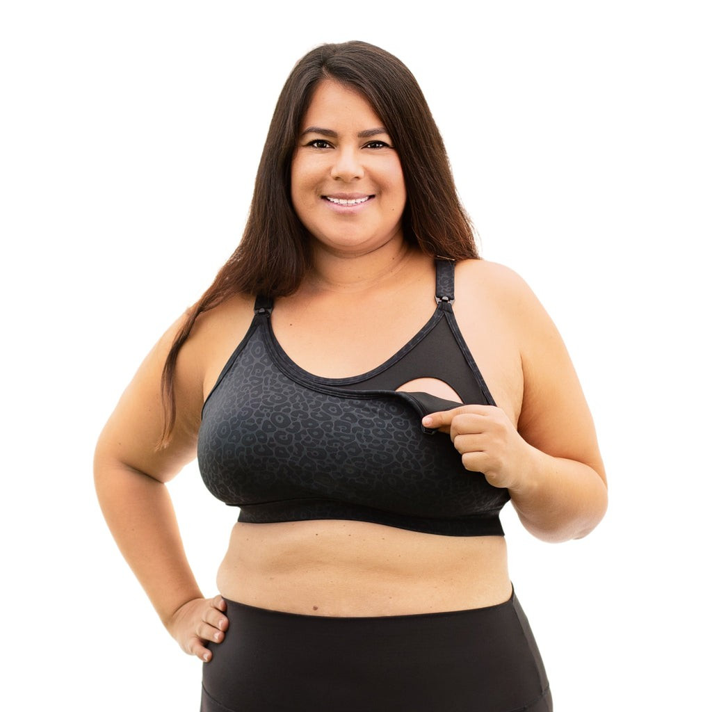 Strappy Back 2.0 Nursing Sports Bra  - Black Leopard | Love and Fit