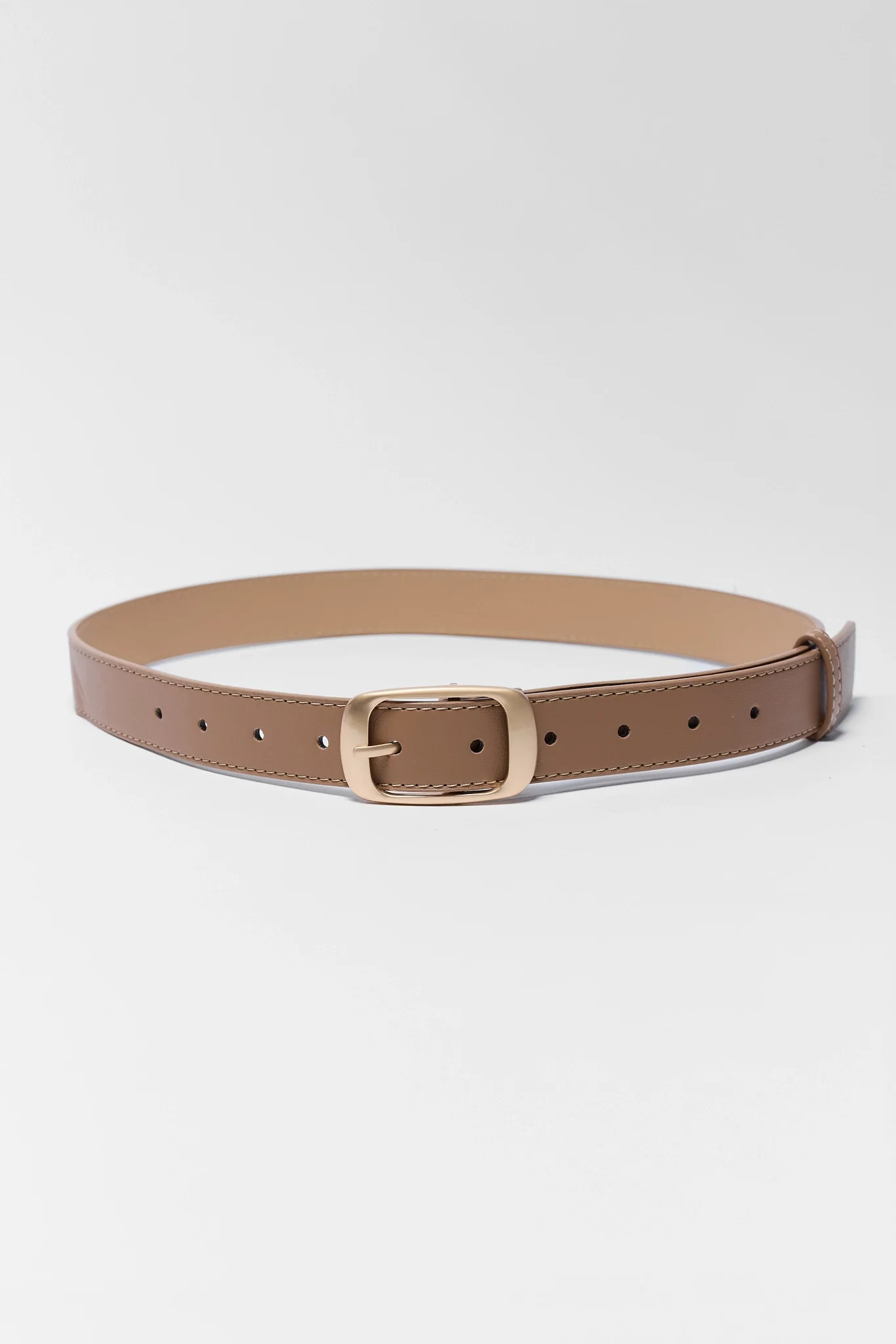 Tan Brushed Gold Buckle Belt | Avara