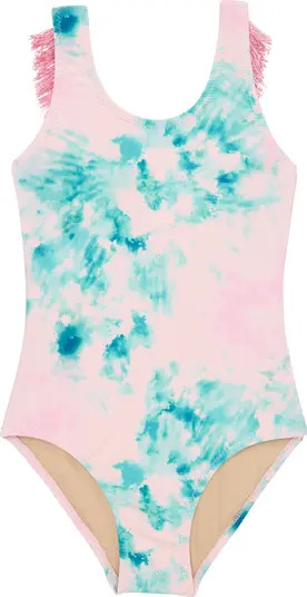 Shade Critters Kids' Fringe Back Tie Dye One-Piece Swimsuit | Nordstrom | Nordstrom