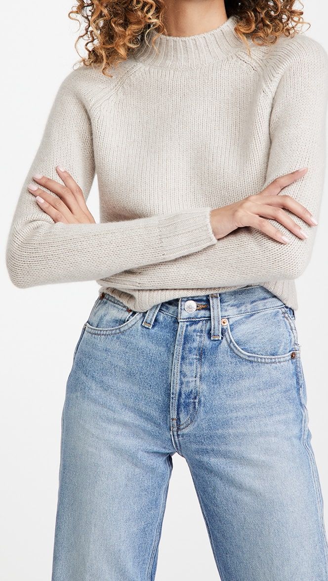 Shrunken Mock Neck Cashmere Sweater | Shopbop