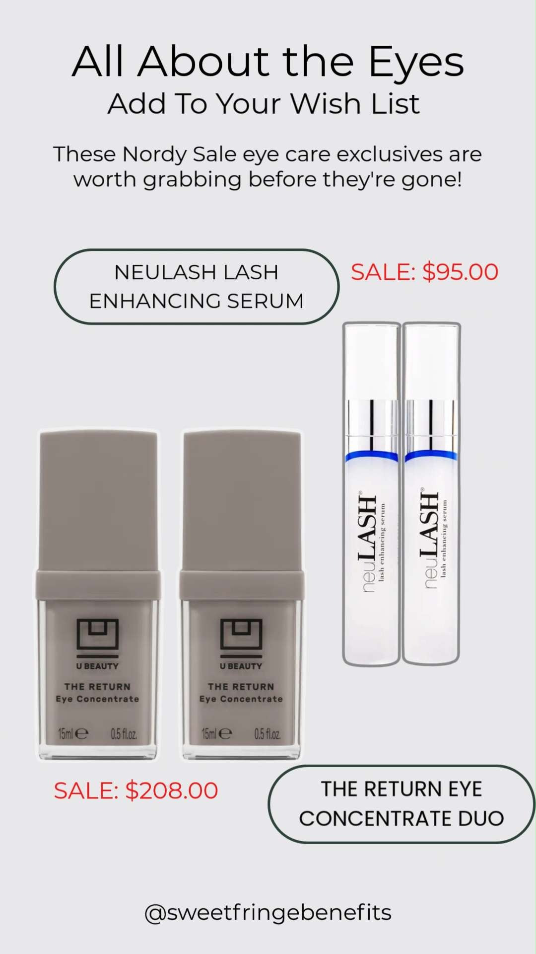 These two luxury skincare duos are worth grabbing while they're on sale! The NeuLASH Lash Enhancing Serum Duo helps promote the look of longer, fuller lashes, and The Return Eye Concentrate Duo is a favorite for smoothing and hydrating the under-eye area.

💡 LTK MADE EASY
❤️ Heart = Support my posts!
🔖 Save = Get sale & restock alerts
📋 Lists = Keep favorites organized
📲 Share = Send lists and products to a friend. Hello, Christmas List!
💬 Comment = Ask me anything about what I'm wearing.:-) 

 #LTKSeasonal #LTKActive #LTKOver40
