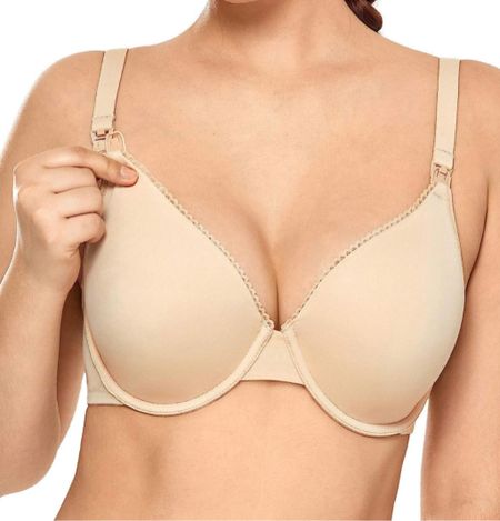 My all-time favorite structured nursing bra. An Amazon inexpensive purchase. I go through like two or three each kid. For large breasts big cup sizes supportive. Runs true to size nude mama mom mommy, new momma essential, baby shower, gift registry, Hospital bag must have. Comfortable nursing friendly 

#LTKunder50 #LTKbaby #LTKbump