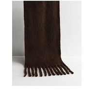 New Look Brown Brushed Fringed Scarf, Dark Brown, Women | Very (UK)